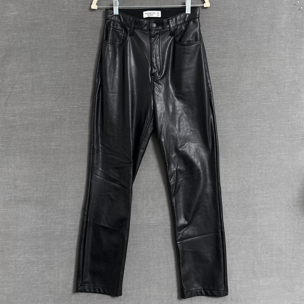 Abercrombie Fitch Pants 4 27 Ultra‎ High Rise 90s Straight Black Faux Leather